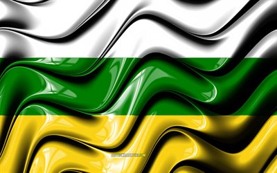 Huila Flag, 4k, Departments of Colombia, South America, Day of Huila, Flag of Huila, 3D art, Huila, colombian departments, Huila 3D flag, Colombia