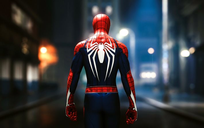 Spider-Man, superhero, movie characters, SpiderMan, night city, Spider-Man 3d