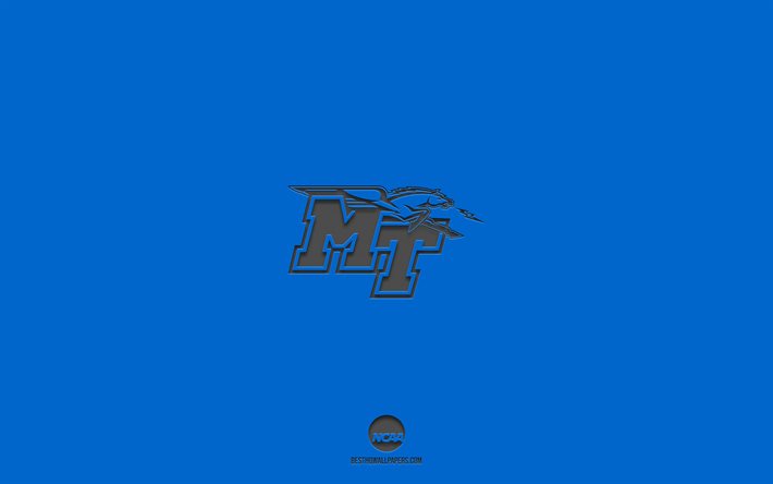 Middle Tennessee Blue Raiders, fond bleu, &#233;quipe de football am&#233;ricain, embl&#232;me Middle Tennessee Blue Raiders, NCAA, Tennessee, &#201;tats-Unis, football am&#233;ricain, logo Middle Tennessee Blue Raiders