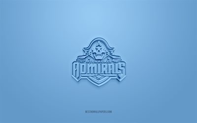 milwaukee admirals, kreatives 3d-logo, blauer hintergrund, ahl, 3d-emblem, american hockey team, american hockey league, wisconsin, usa, 3d-kunst, hockey, milwaukee admirals 3d-logo