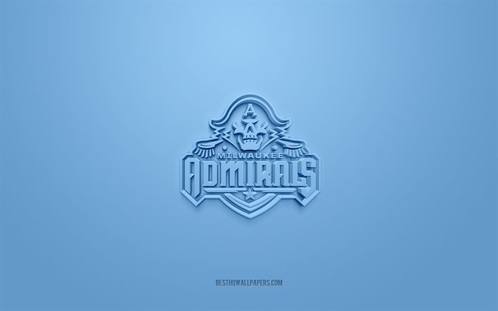 Milwaukee Admirals, kreativ 3D -logotyp, bl&#229; bakgrund, AHL, 3d -emblem, American Hockey Team, American Hockey League, Wisconsin, USA, 3d -konst, hockey, Milwaukee Admirals 3d -logotyp