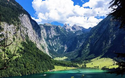 Nationalparken Berchtesgaden, sj&#246;n, berg, sommar, Tyskland