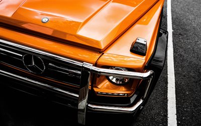 Mercedes-Benz G-class, 4k, Gelendvagen, 2017 cars, german cars, SUVs, orange Gelendvagen, Mercedes