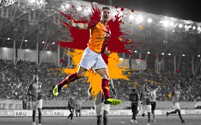 Serdar Aziz, 4k, Galatasaray SK, art, Turkish football player, splashes of paint, grunge art, creative art, Turkey, football, defender