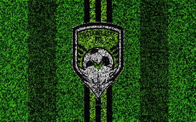 Costa del Este FC, 4k, logo, football lawn, Panama football club, black green lines, grass texture, emblem, Panamanian Football League, Panama City, Panama, football