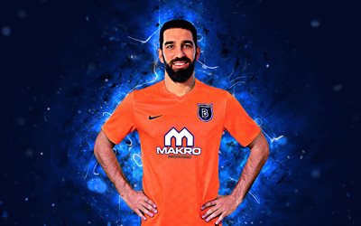 Arda Turan, 4k, abstrakti taide, Turkin jalkapalloilija, Başakşehir, jalkapallo, Turan, Turkin Super Lig, jalkapalloilijat, neon valot, Başakşehir FC