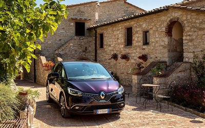 Renault Scenic, Initiale, 2018, p&#250;rpura minivan, nueva p&#250;rpura Esc&#233;nica, los coches franceses, Renault