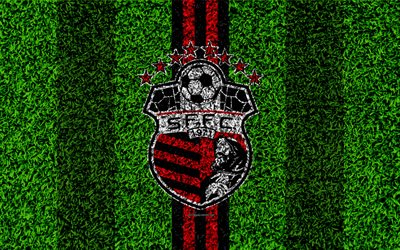 San Francisco FC, 4k, logo, football lawn, Panama football club, red black lines, grass texture, emblem, Panamanian Football League, La Chorrera, Panama, football