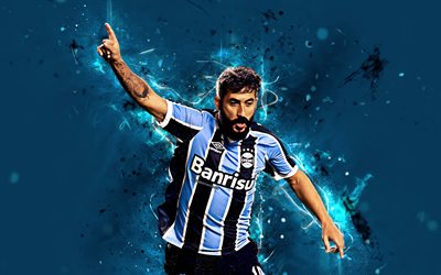 Douglas dos Santos, 4k, abstract art, brazilian footballer, Gremio, soccer, Douglas Santos, Brazilian Serie A, football, neon lights, Gremio FC, Brazil