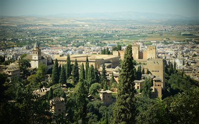 Alhambra, granada, arkitektonisk ensemble park, Spanien