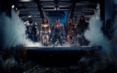 Justice League, 2017, Cyborg, Batman, Aquaman, Blixt, Wonder Woman