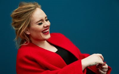 Adele, singer, portrait, laugh, smile, British singer