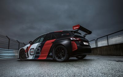 4k, Peugeot 308 TCR, raceway, 2018 cars, rear view, french cars, Peugeot