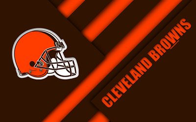 Cleveland Browns, 4K, logo, NFL, brown orange abstraction, material design, American football, Cleveland, Ohio, USA, National Football League