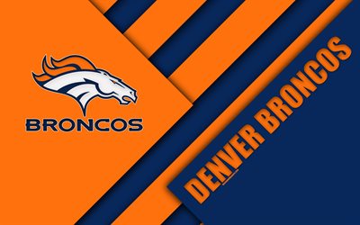Denver Broncos, American Football League, 4k, logotyp, NFL, orange bl&#229; abstraktion, material och design, Amerikansk fotboll, Denver, Colorado, USA, National Football League, AFL