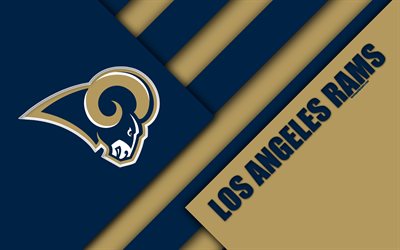 Los Angeles Rams, 4k, National Football Conference, logo, NFL, blue gold abstraction, material design, American football, Los Angeles, California, USA, National Football League, NFC West