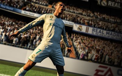 CR7, 4k, FIFA18, Cristiano Ronaldo, 2017 games, football simulator, art, FIFA 18, EA SPORTS, FIFA