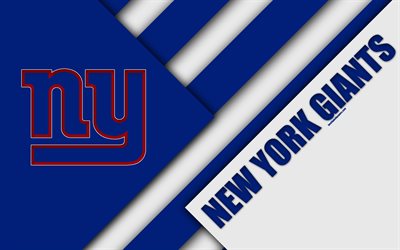 New York Giants, NFC East, 4k, logo, NFL, mavi beyaz soyutlama, malzeme tasarım, Amerikan Futbolu, East Rutherford, New Jersey, ABD Ulusal Futbol Ligi