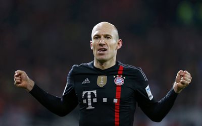 Arjen Robben, 4k, futbol yıldızları, Bayern M&#252;nih, futbolcular, futbol, Bundesliga, Robben