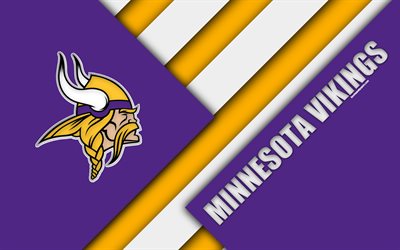 Minnesota Vikings, NFC North, 4k, logo, NFL, purple yellow abstraction, material design, American football, Minneapolis, Minnesota, USA, National Football League