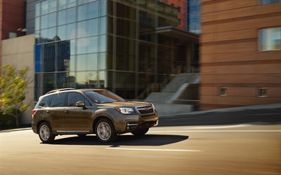 Subaru Forester, 4k, road, 2018 cars, crossovers, brown Forester, Subaru
