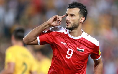 Omar Al Soma, 4k, footballers, Syria National Team, soccer, football