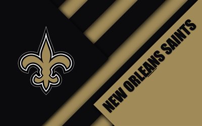 New Orleans Saints, 4k, logo, NFC South, NFL, black brown abstraction, material design, American football, New Orleans, Louisiana, USA, National Football League