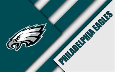Philadelphia Eagles, NFC East, 4k, logo, NFL, green white abstraction, material design, American football, Philadelphia, Pennsylvania, USA, National Football League