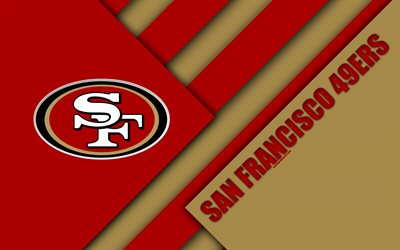 San Francisco 49ers, NFC West, 4K, logo, NFL, red brown abstraction, material design, American football, San Francisco, California, USA, National Football League
