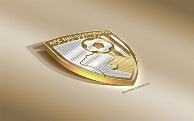 AFC بورنموث, الإنجليزية لكرة القدم, الشعار الذهبي مع الفضي, بورنموث, إنجلترا, الدوري الممتاز, 3d golden شعار, الإبداعية الفن 3d, كرة القدم, المملكة المتحدة