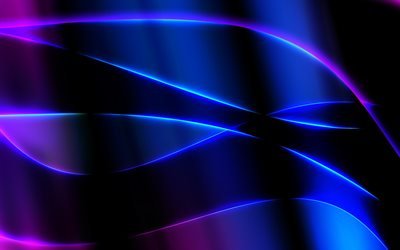 purple neon waves, creative, waves texture, neon lines, violet background, abstract waves