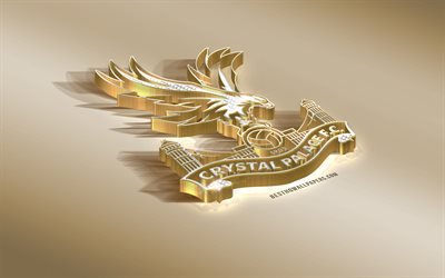 Crystal Palace FC, Engelska football club, golden logotyp med silver, Croydon, London, England, Premier League, 3d gyllene emblem, kreativa 3d-konst, fotboll, F&#246;renade Kungariket
