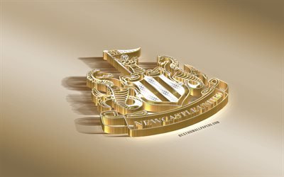 Newcastle United FC, English football club, golden silver logo, Newcastle upon Tyne, England, Premier League, 3d golden emblem, creative 3d art, football, United Kingdom
