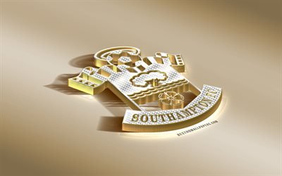 Southampton FC, İngiltere Futbol Kul&#252;b&#252;, altın g&#252;m&#252;ş logo, Southampton, İngiltere, İngiltere Premier Ligi, 3d altın amblemi, yaratıcı 3d sanat, futbol, Birleşik Krallık