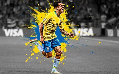 Philippe Coutinho, Brazil national football team, Brazilian football player, striker, creative flag, football, Brazil, Coutinho