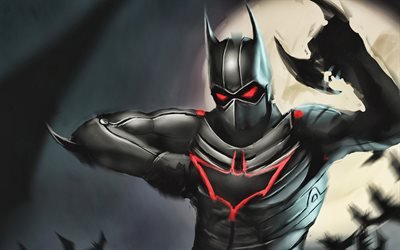 Batman, night, artwork, superheroes, darkness, Bat-man, cartoon batman