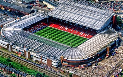 Old Trafford, el f&#250;tbol, la vista a&#233;rea, los Diablos Rojos en el Estadio, HDR, el Manchester United Stadium, estadio de f&#250;tbol, el Manchester United FC, ingl&#233;s estadios
