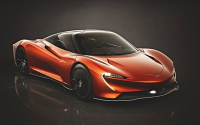 McLaren Speedtail Astral, 2019, vista de frente, exterior, nueva naranja, Brit&#225;nico de autom&#243;viles, supercars, McLaren