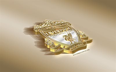 Liverpool FC, bir İngiliz Futbol Kul&#252;b&#252;, altın g&#252;m&#252;ş logo, Liverpool, İngiltere, İngiltere Premier Ligi, 3d altın amblemi, yaratıcı 3d sanat, futbol, Birleşik Krallık