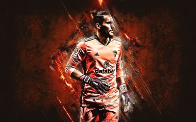 Jeremias Ledesma, Cadiz CF, argentiinalainen jalkapalloilija, maalivahti, muotokuva, oranssi kivitausta, La Liga, jalkapallo