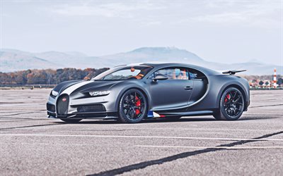 Bugatti Chiron, 4k, hypercars, piste, HDR, supercars, voitures fran&#231;aises, Bugatti