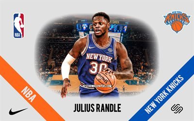 Julius Randle, New York Knicks, jogador americano de basquete, NBA, retrato, EUA, basquete, Madison Square Garden, logotipo do New York Knicks