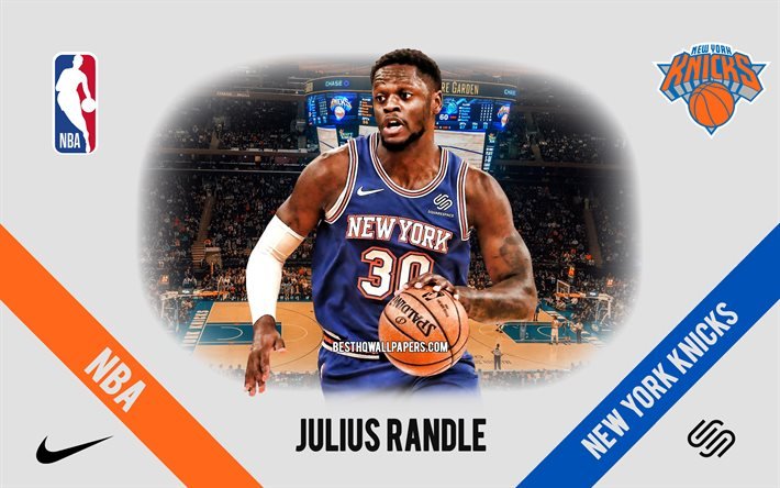 Julius Randle, New York Knicks, amerikkalainen koripallopelaaja, NBA, muotokuva, USA, koripallo, Madison Square Garden, New York Knicks logo