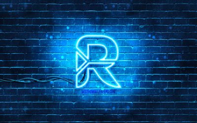 South african rand neon icon, 4k, blue background, currency, neon symbols, South african rand, neon icons, South african rand sign, currency signs, South african rand icon, currency icons