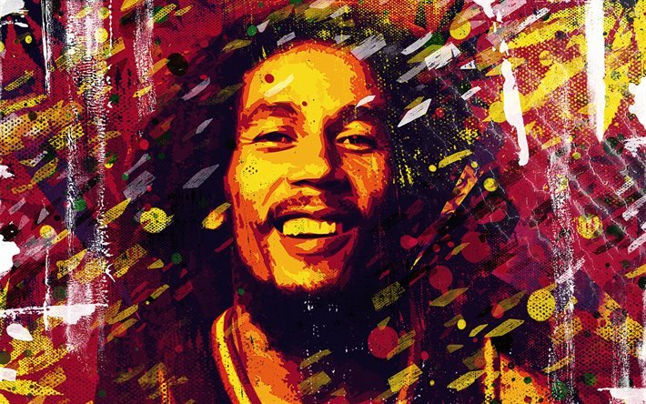 Bob Marley, &#233;claboussures de peinture, musicien jama&#239;cain, œuvres d&#39;art, stars de la musique, c&#233;l&#233;brit&#233; jama&#239;caine, cr&#233;atif, Robert Nesta Marley