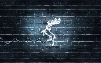 Emblema da Casa Baratheon, 4k, parede de tijolos cinza, Game Of Thrones, obras de arte, Game of Thrones Houses, Logotipo da House Baratheon, House Baratheon, &#237;cones de n&#233;on, sinal da House Baratheon
