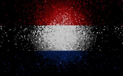 Hollannin lippu, mosaiikkitaide, Euroopan maat, Alankomaiden lippu, kansalliset symbolit, kuvitus, Eurooppa, Alankomaat