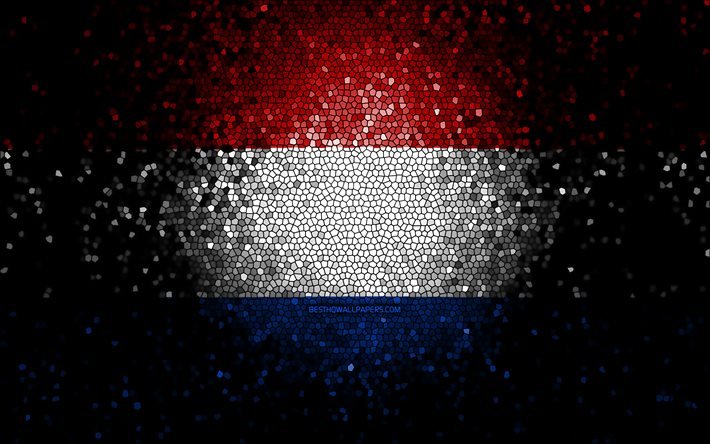 Bandeira holandesa, arte em mosaico, pa&#237;ses europeus, bandeira da Holanda, s&#237;mbolos nacionais, arte, Europa, Holanda