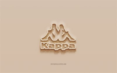 Logo Kappa, sfondo in gesso marrone, logo 3d Kappa, marchi, emblema Kappa, arte 3d, Kappa