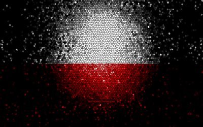 Bandiera polacca, arte del mosaico, paesi europei, bandiera della Polonia, simboli nazionali, opere d&#39;arte, Europa, Polonia